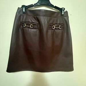 7 For All Mankind Brown Mini Skirt with Gold Details